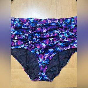 Torrid Geometric High-Waist Bikini Bottom - Blue and Pink